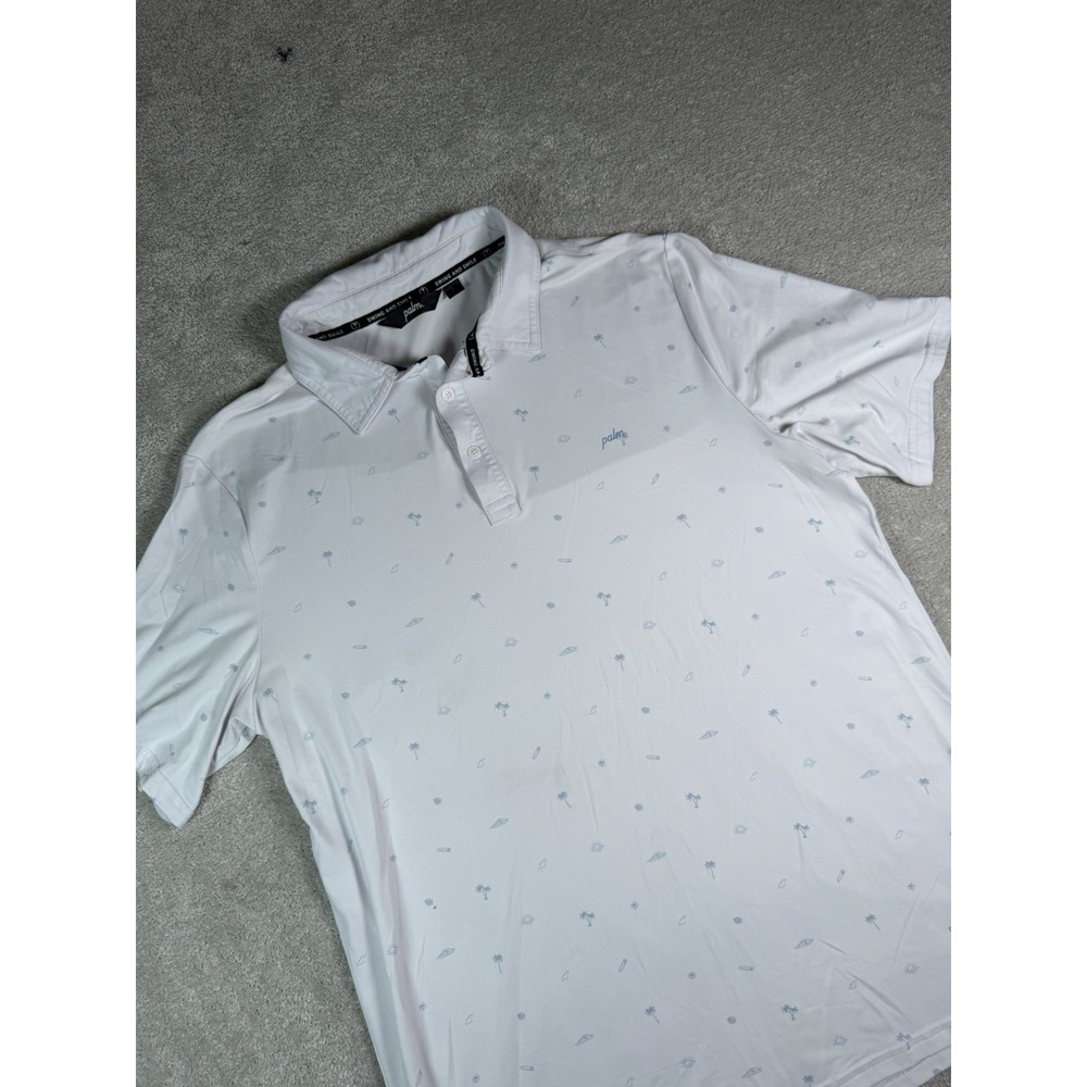 Palm Polo Shirt Men's L Coastal Performance Lightweight Golf Island All Over